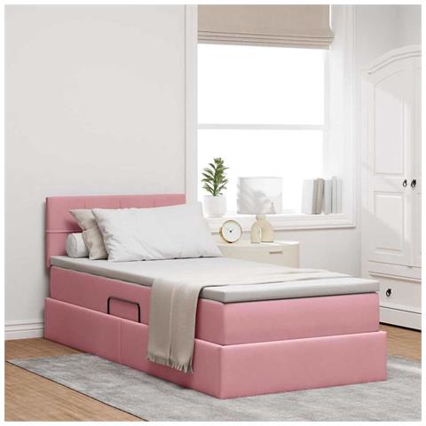 Letto con Contenitore con materasso Rosa 90 x 200 cm Velluto - Foto 2