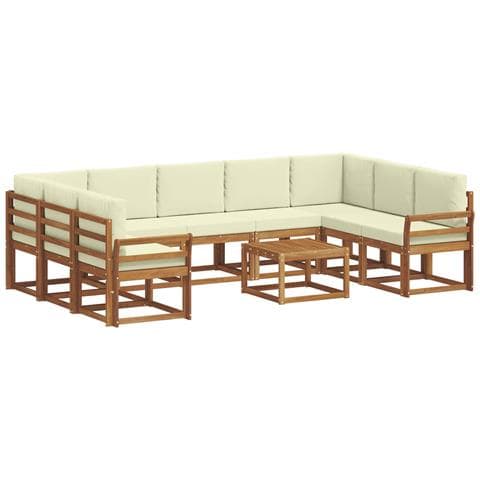 Set di divani da esterno con cuscino 10 pcs Naturale e Crema - Foto 1