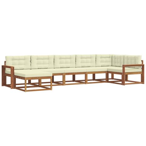 Set di divani da esterno con cuscino 7 pcs Naturale e Crema - Foto 1