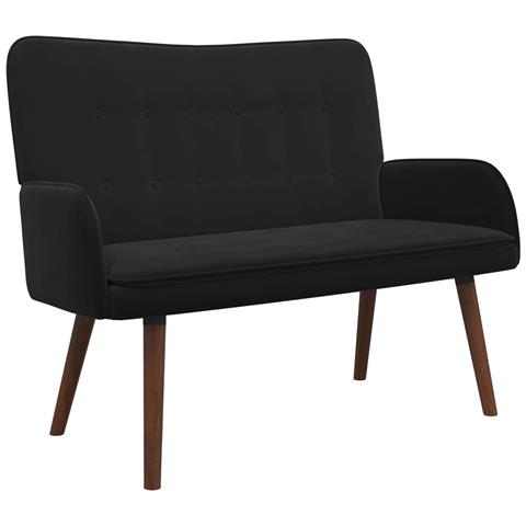 Sofa a Due Posti Nero 115 x 61 x 87 cm Velluto - Foto 1