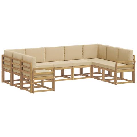 Set di divani da esterno con cuscino 9 pcs Bianco e Beige - Foto 1