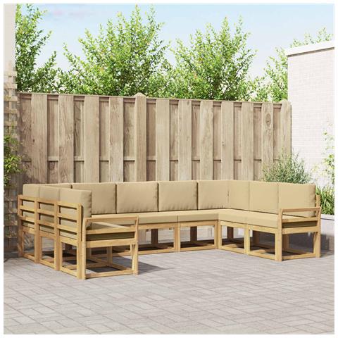 Set di divani da esterno con cuscino 9 pcs Bianco e Beige - Foto 2