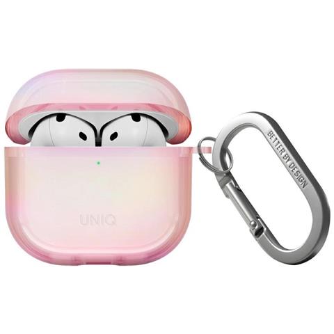 Custodia Rosa Protettiva Per Airpods 4 Con Moschettone Uniq Iridescia - Foto 1