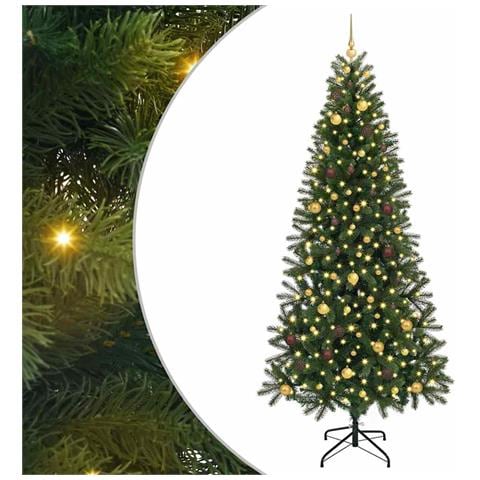 Albero di Natale artificiale con 300 LED Verde 240 cm PE e PVC - Foto 1
