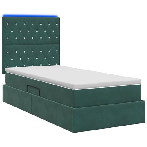 Letto con contenitore LED e materasso Verde Scuro 100 x 200 cm - Foto 9