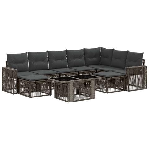 Set Divano da Giardino 10 pz Grigio e Grigio Scuro polyrattan - Foto 1