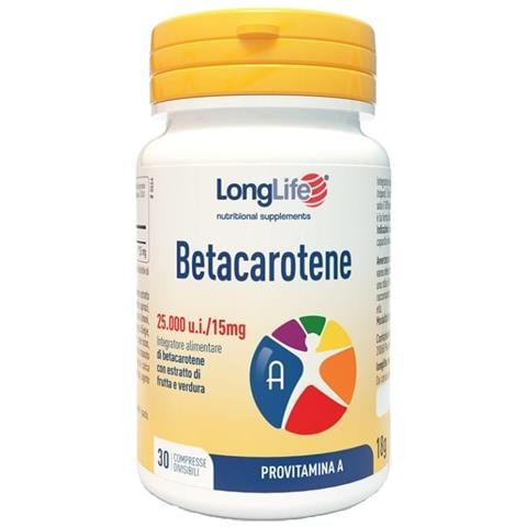 Longlife Betacarotene 25000 ui 30 Compresse Divisibili Senza Glutine - Foto 1