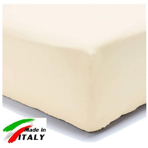 Lenzuolo Di Sotto Letto Matrimoniale Maxi Cotone Con Angoli Ed Elastico Tinta Unita Colore Panna - Foto 1
