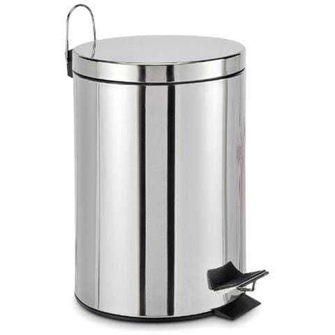 Pattumiera A Pedale 12 Lt Acciaio Inox + Coperchio Diam. 25cm Casa Ufficio Bagno - Foto 1