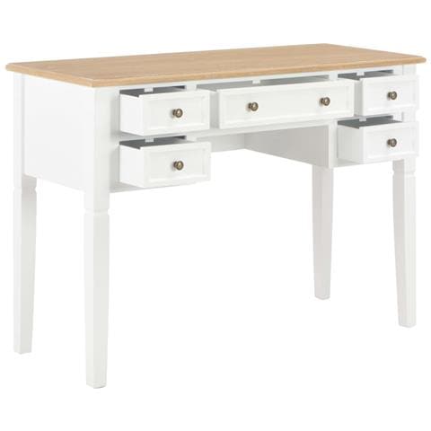 Scrivania Bianca 109,5x45x77,5 Cm In Legno - Foto 2