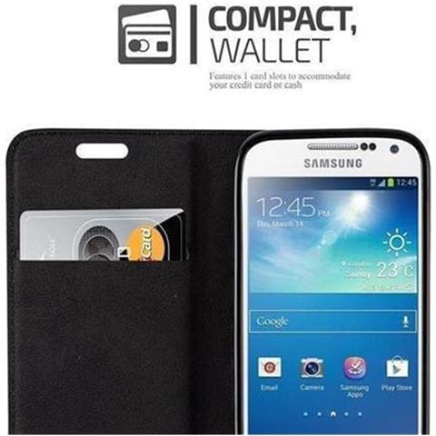 Custodia Compatibile Con Samsung Galaxy S4 Mini In Nero Di Notte - Coperchio Protettiva Con Chiusura Magnetica, Funzione Stand E Tasca Per Le Carte - Foto 2