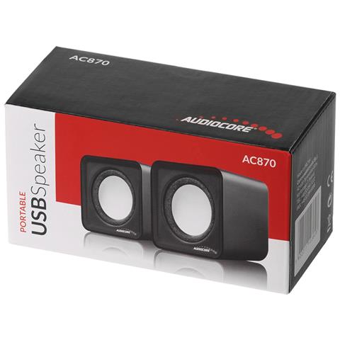 Altoparlanti Audiocore Computer Pc Usb 2.0 Potenza 2x3w Jack Da 3,5 Mm Mini Rosso E Nero - Foto 3