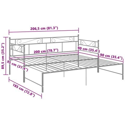 Telaio Divano Letto Estraibile Grigio In Metallo 90x200 Cm - Foto 2