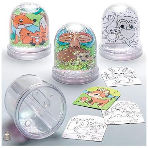 Color-a Ar618 Animal Woodland Neve Globes Value Pack - Creative Art E Artigianato Per Bambini Di Fare Personalizza E Decorare (confezione Da 4) Assortiti - Foto 1