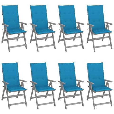 Sedie Giardino Reclinabili 8pz Cuscini Massello Acacia Grigio - Foto 1