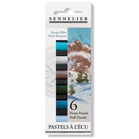 Astuccio Di Pastelli - 6 Mezzi Pastelli - Paesaggio Invernale - Foto 1