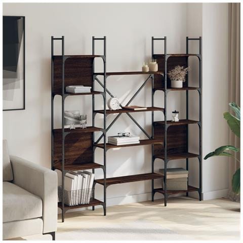 Libreria Rovere Marrone 155,5x24x166,5 Cm In Legno Multistrato - Foto 3