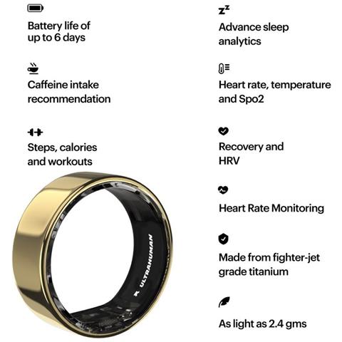 Anello Intelligente - Ring Air - - Il Dispositivo Indossabile Per Il Monitoraggio Del Sonno E Del Fitness Più Leggero Al Mondo, Hrv, Monitoraggio Della Frequenza Cardiaca E Della Temperatura, Monitoraggio. Colore Oro - Foto 7