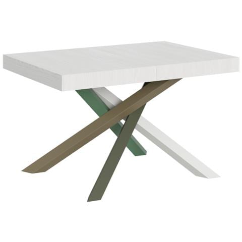 Tavolo Allungabile 90x130/390 Cm Volantis Telaio Gambe 4 Colori (a) - Bianco Frassino - Foto 1