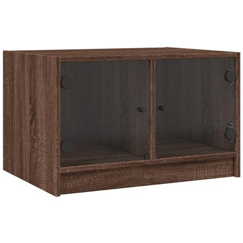 Tavolino Da Salotto Con Ante In Vetro Rovere Marrone 68x50x42cm - Foto 2