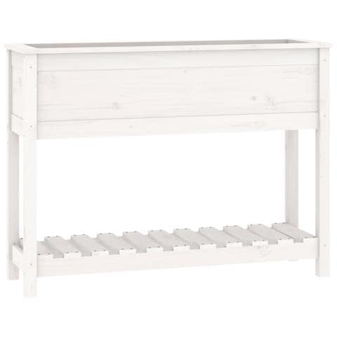 Fioriera Con Mensola Bianca 111,5x34,5x81cm Legno Massello Pino - Foto 2