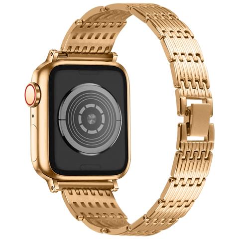 Cinturino Per Apple Watch 38/40/41mm In Acciaio Inossidabile Strass, Oro - Foto 2