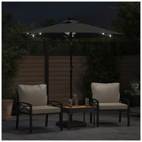 Ombrellone Giardino Led Palo Acciaio Antracite 225x225x212 Cm - Foto 3