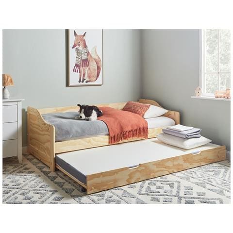 Letto Estraibile Legno Di Pino Luneray 90 X 200 Cm Marrone Chiaro - Foto 1