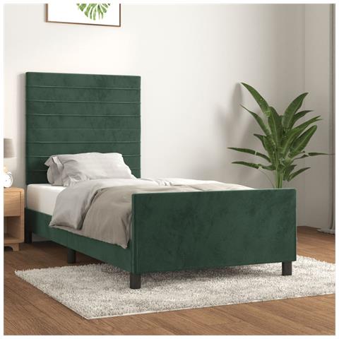 Giroletto Senza Materasso Verde Scuro 80x200 Cm In Velluto - Foto 1