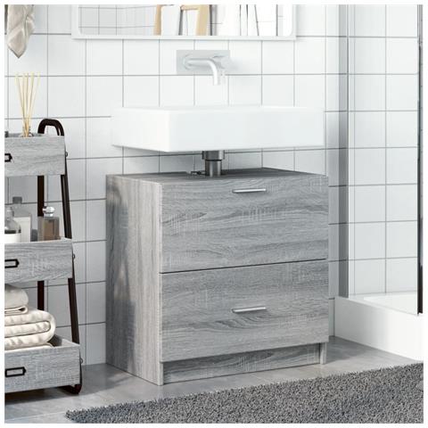 Mobile Lavabo Grigio Sonoma 59x37x59 Cm In Truciolare - Foto 3