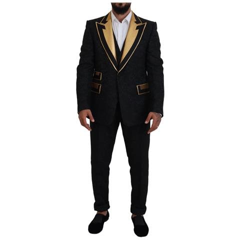 Abito Slim Fit Smoking Fantasia Oro Nero - It46 - S - Foto 1