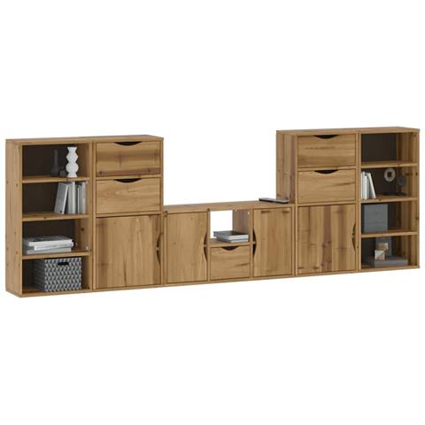 Mobile TV 5 pz con Contenitore ODDA in Legno Massello di Pino - Foto 9