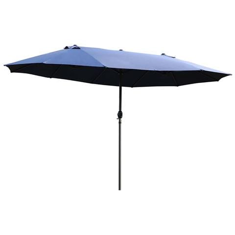 Ombrellone da Giardino Doppio con Apertura a Manovella, Acciaio e Poliestere, 460x270x240 cm, Blu - Foto 1