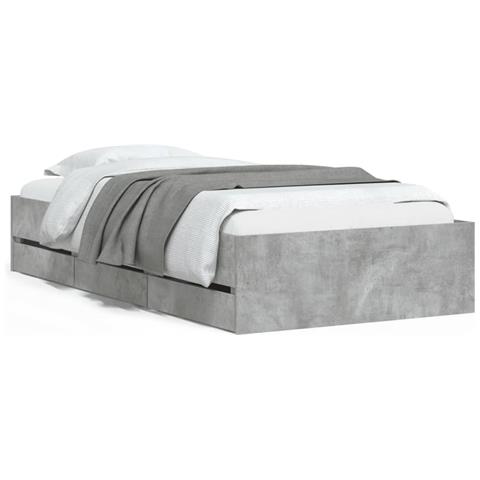 Giroletto Cassetti Grigio Cemento 90x200 Cm Legno Multistrato - Foto 2