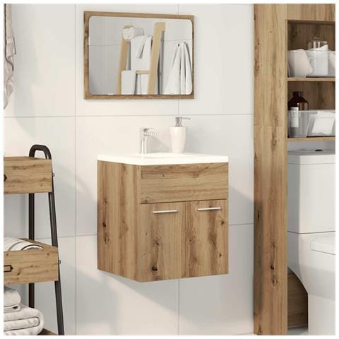 Mobile Lavabo Bagno Artigianale 41x38,5x46 Cm In Truciolato - Foto 3