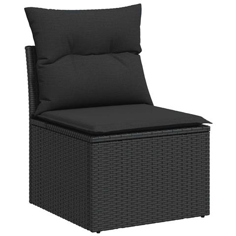 Set Divani Da Giardino 9 Pz Con Cuscini Nero In Polyrattan - Foto 3