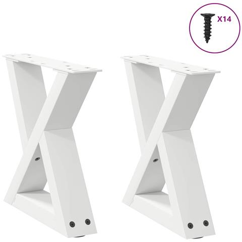 Gambe Per Tavolino 2 Pz Bianco 40x(30-31,3) Cm In Acciaio - Foto 1