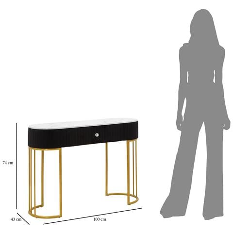Tavolo Consolle Mf614 - Nero - Legno - 100x43x74 Cm - Foto 8