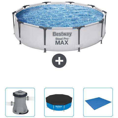 Piscina Fuori Terra - In Giro - 305x76 Cm - Grigio - Include Accessori Coordinati Cb40 - Foto 1