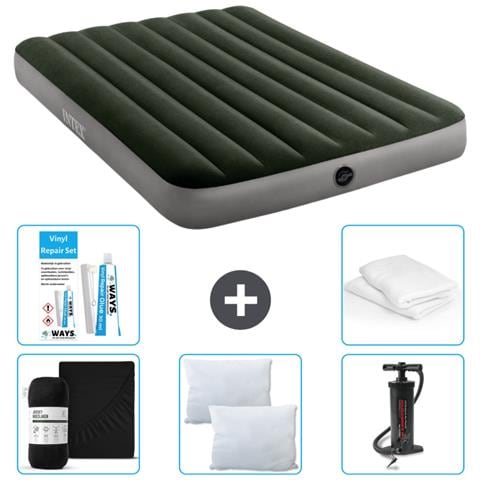 Set Materassino Gonfiabile - 191x137x25 Cm - Verde - Include Accessori Coordinati Cb5 - Foto 1