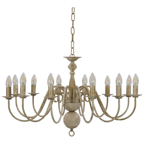 Lusso Casadino - Candelabro Stile Anticato Bianco 12 Lampadine E14 - Foto 1