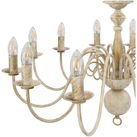 Lusso Casadino - Candelabro Stile Anticato Bianco 12 Lampadine E14 - Foto 7