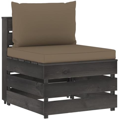 Divano Centrale Modulare Con Cuscini In Legno Impregnato Grigio - Foto 2