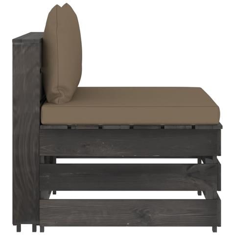 Divano Centrale Modulare Con Cuscini In Legno Impregnato Grigio - Foto 1