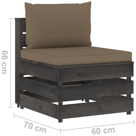 Divano Centrale Modulare Con Cuscini In Legno Impregnato Grigio - Foto 6