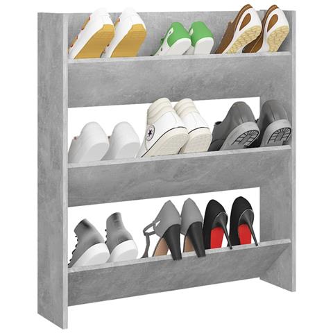 Scarpiera A Muro Grigio Cemento 80x18x90cm In Legno Multistrato - Foto 2