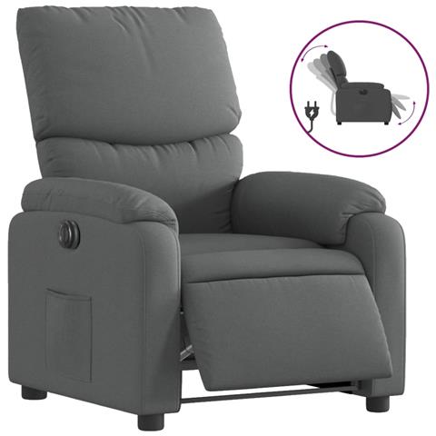 Poltrona Elettrica Reclinabile Grigio Scuro in Tessuto - Foto 1