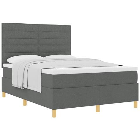Letto a molle con materasso Grigio scuro 160x200 cm Tessuto - Foto 1