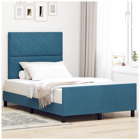 Rete Letto in Velluto Blu Scuro 120x190 cm - Foto 2