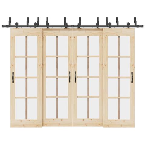 Kit di Binari per Porte Scorrevoli 305 cm Acciaio Nero - Foto 2